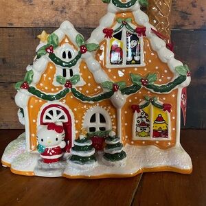 NWT Blue Sky Hello Kitty ceramic candle Gingerbread House NEW